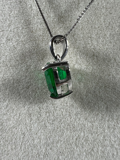 Emerald Heart Shaped Pendant. S925 Silver Setting And Necklace. Gorgeous High Quality Necklace