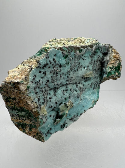 Chrysocolla And Malachite Specimen. Druzy Chrysocolla From Likasi, Congo. Gorgeous Display Crystal.