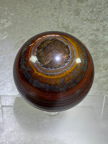 Tiger Iron Crystal Sphere. 74mm. Gorgeous High Quality Display Sphere With Amazing Flash.