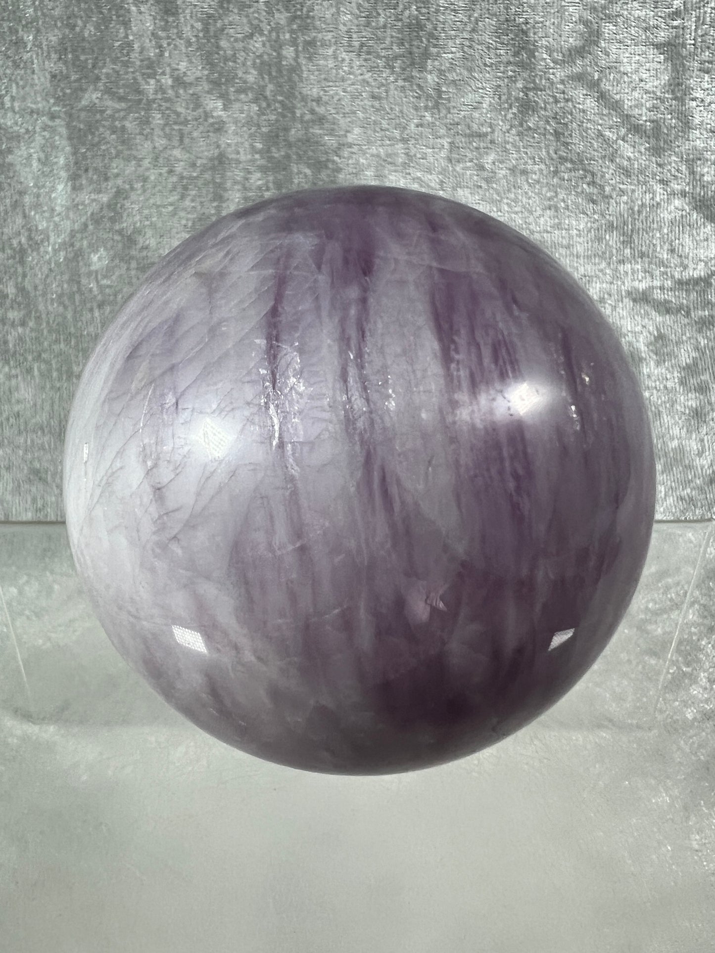 Kunzite Crystal Sphere. 67mm. Rare Stunning Display Sphere. Beautiful Lavenders With Amazing Flash!