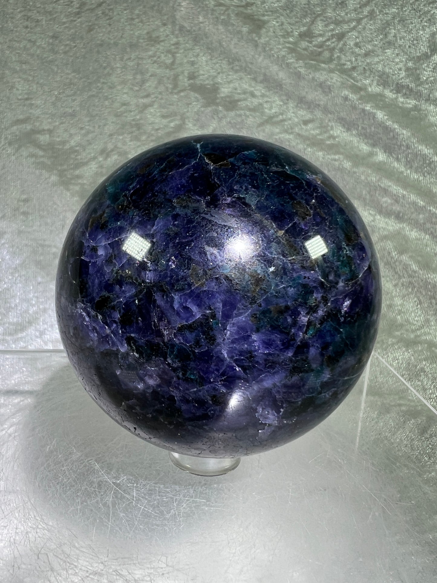 Iolite Crystal Sphere. 66mm. Beautiful Rare Water Sapphire From Madagascar. Amazing Rare Cordierite Display Sphere.