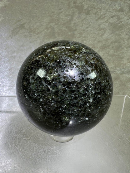 Peridot Olivine Sphere. Rare Peridot In Matrix Sphere. Gorgeous Green Gem Flash