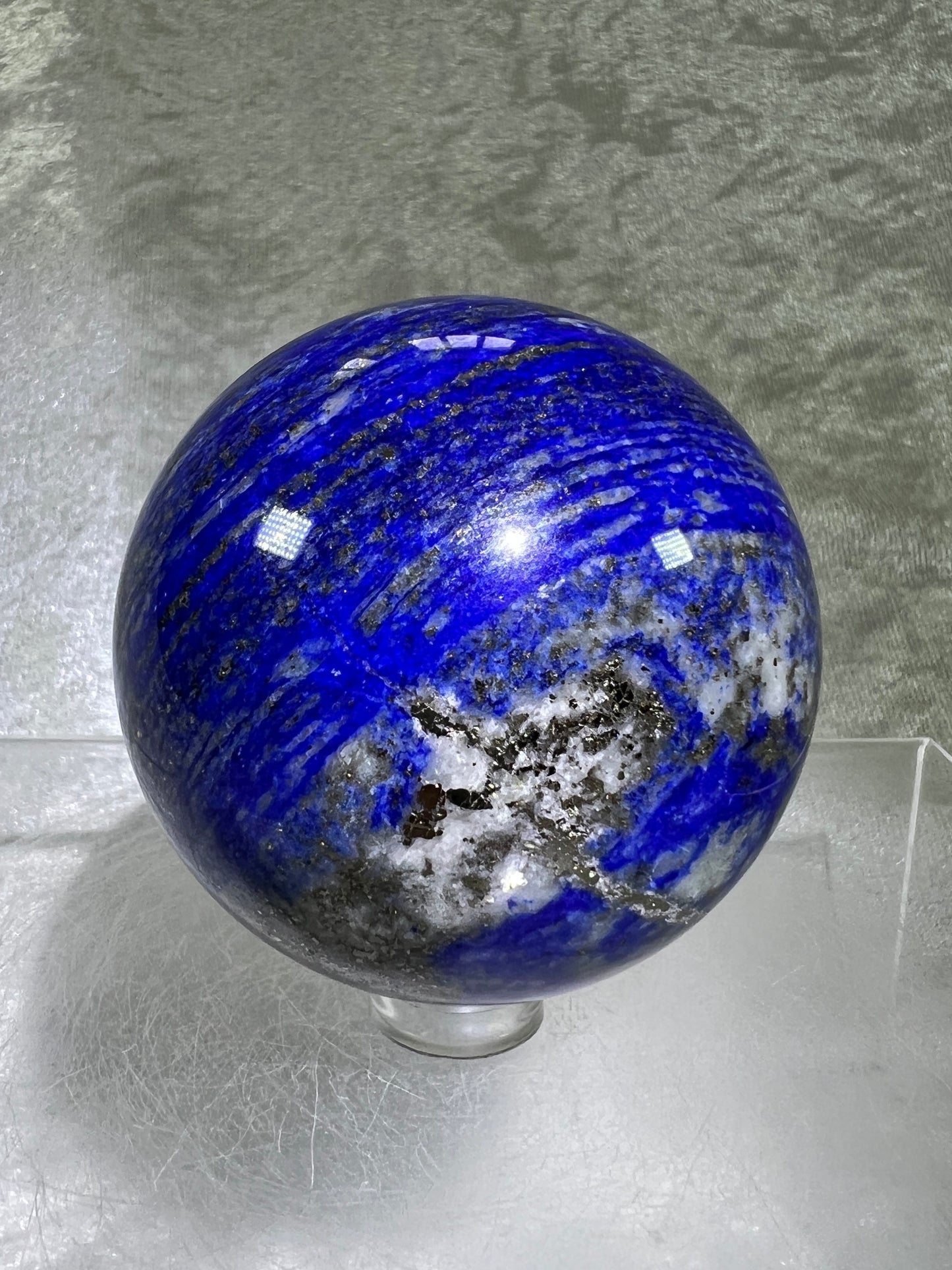 Lapis Lazuli Crystal Sphere. 61mm. Very High Quality Crystal. Stunning Bright Blue With Gorgeous Pyrite