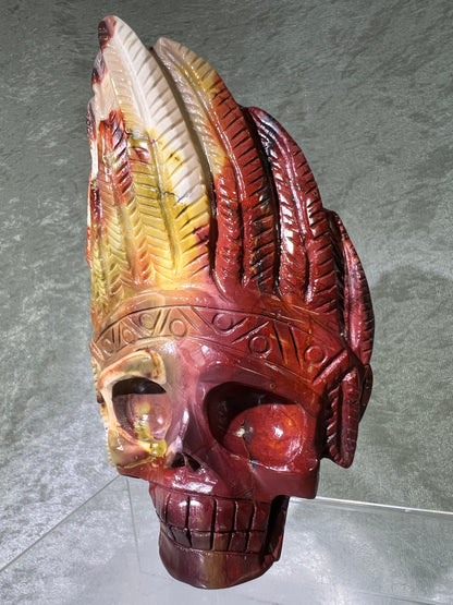 Mookaite Crystal Skull Carving. High Quality Crystal Indian Skull. Amazing Piece Of Art.