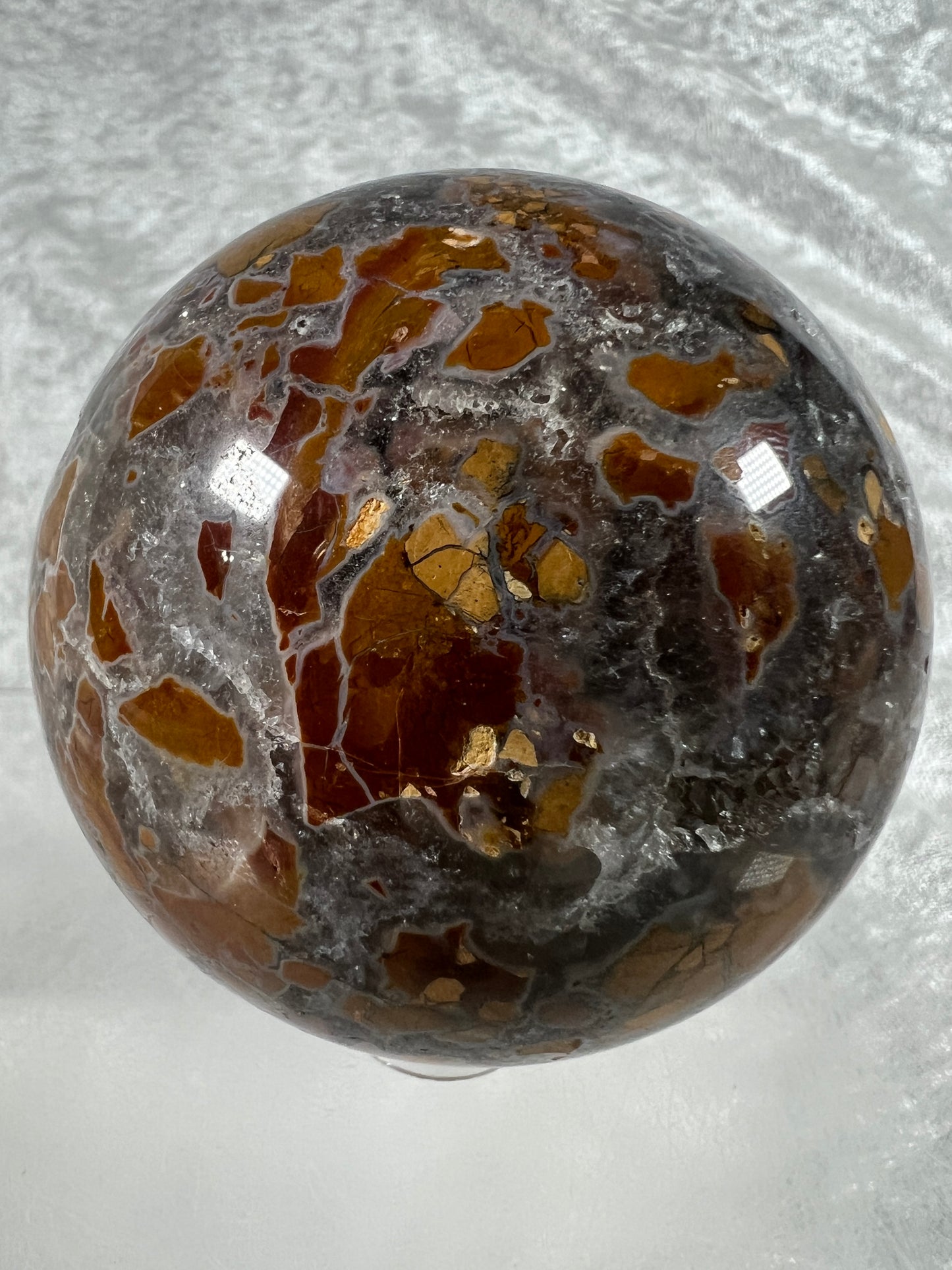 Indonesian East Java Plume Agate Sphere. 66mm. Stunning Sugar Druzy. Very Rare Beautiful Sphere.