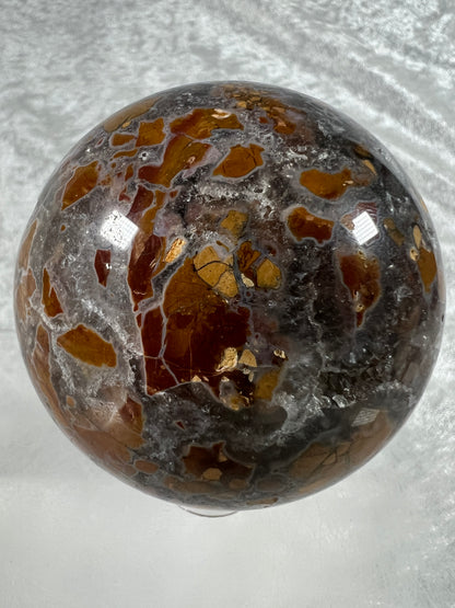 Indonesian East Java Plume Agate Sphere. 66mm. Stunning Sugar Druzy. Very Rare Beautiful Sphere.