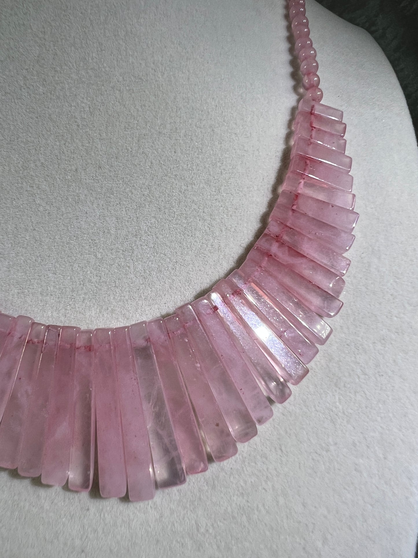 Rose Quartz Egyptian Style Choker. Amazing High Quality Rose Quartz Necklace From Namibia.