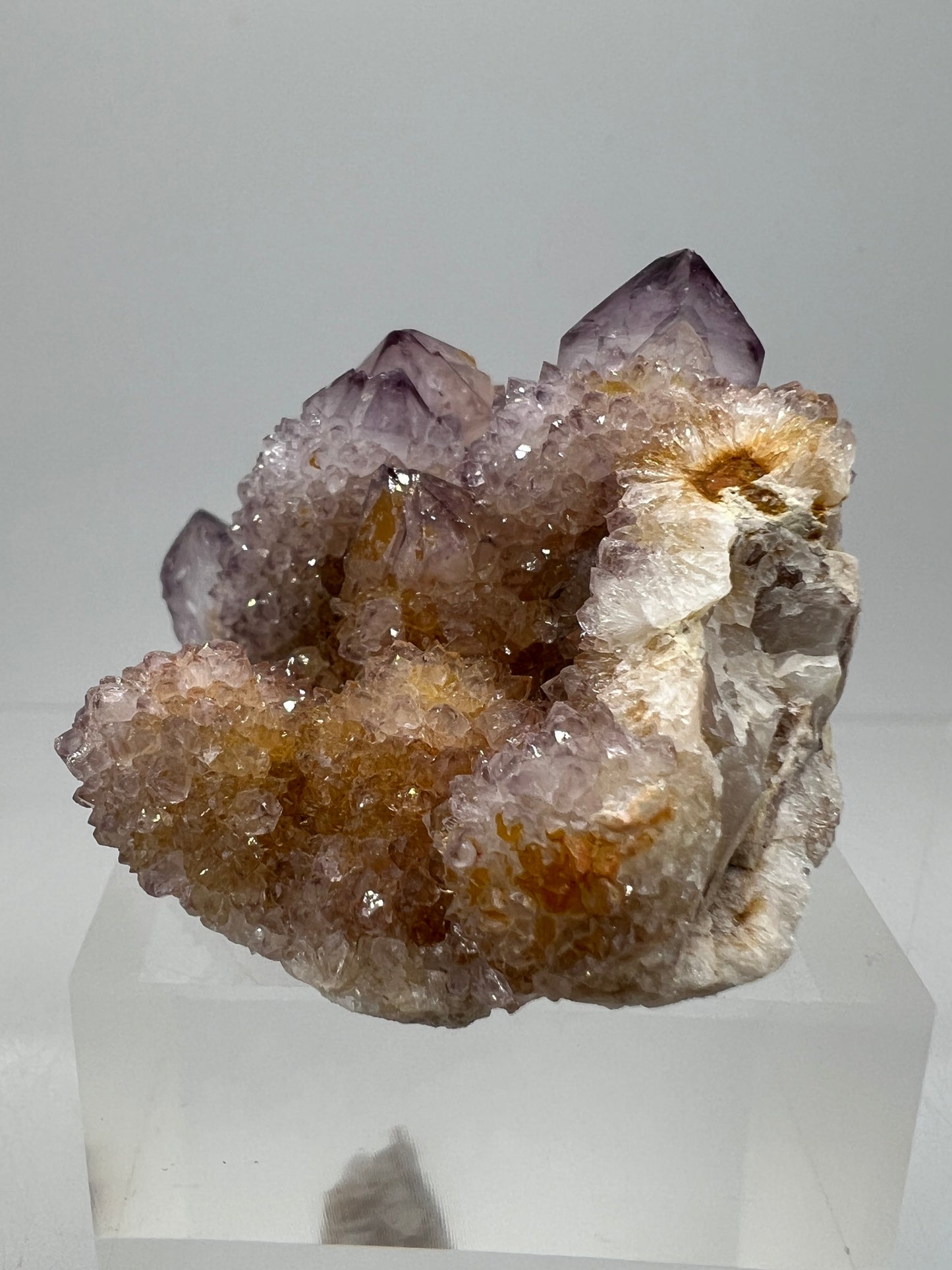 Spirit Quartz Cluster. Amazing Colors With Limonite Inclusions. Beautiful Ametrine Cactus Quartz, Fairy Quartz From South Africa.