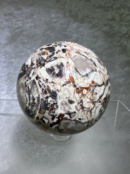 Money Agate Crystal Sphere. 60mm. Stunning Indonesian Bloodstone. Amazing Colors And Patterns