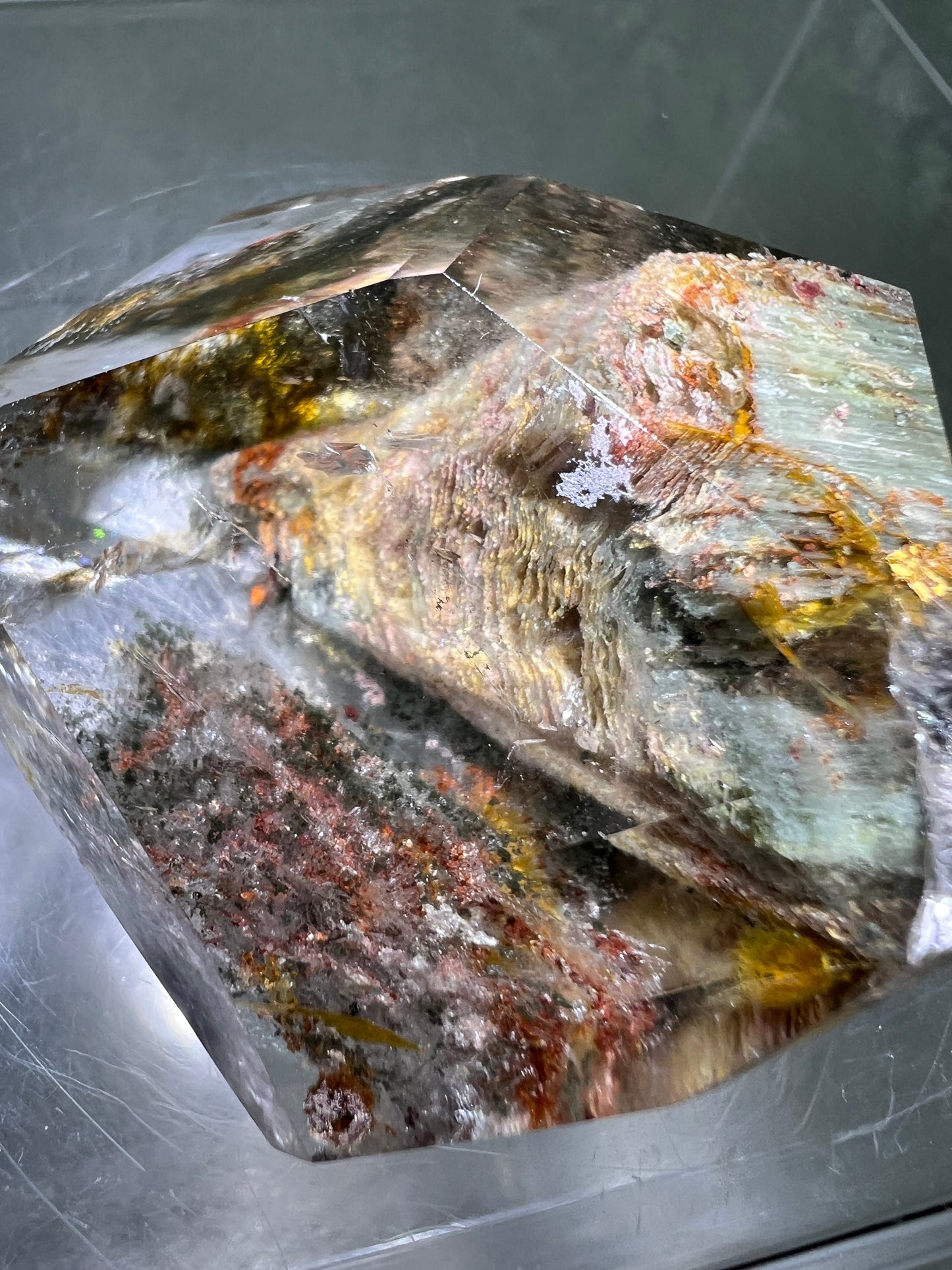 Garden Quartz Polished Freeform. Stunning Thousand Layer Quartz. Gorgeous Pastel Colors. Amazing Polished Lodolite Freeform.