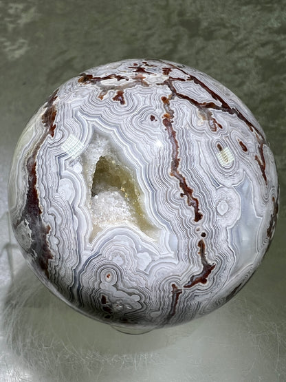 Mexican Crazy Lace Agate Sphere. 65mm. Incredible Sugar Druzy. High Quality With Amazing Colors And Patterns