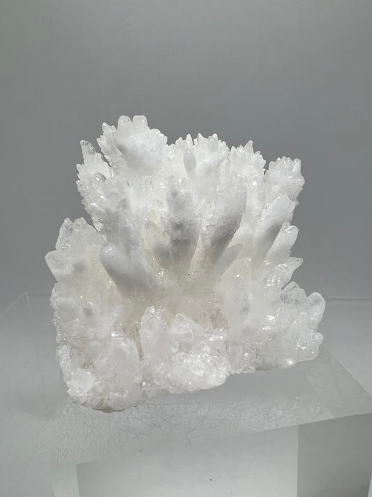 White Aragonite Crystal Specimen. Amazing Cave Calcite From Mexico.