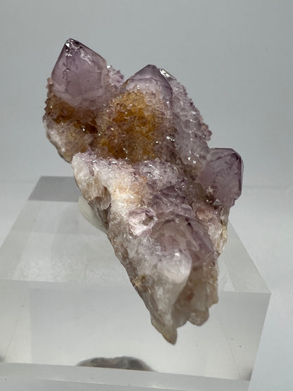 Spirit Quartz Cluster. Amazing Colors With Limonite Inclusions. Beautiful Ametrine Cactus Quartz, Fairy Quartz From South Africa.