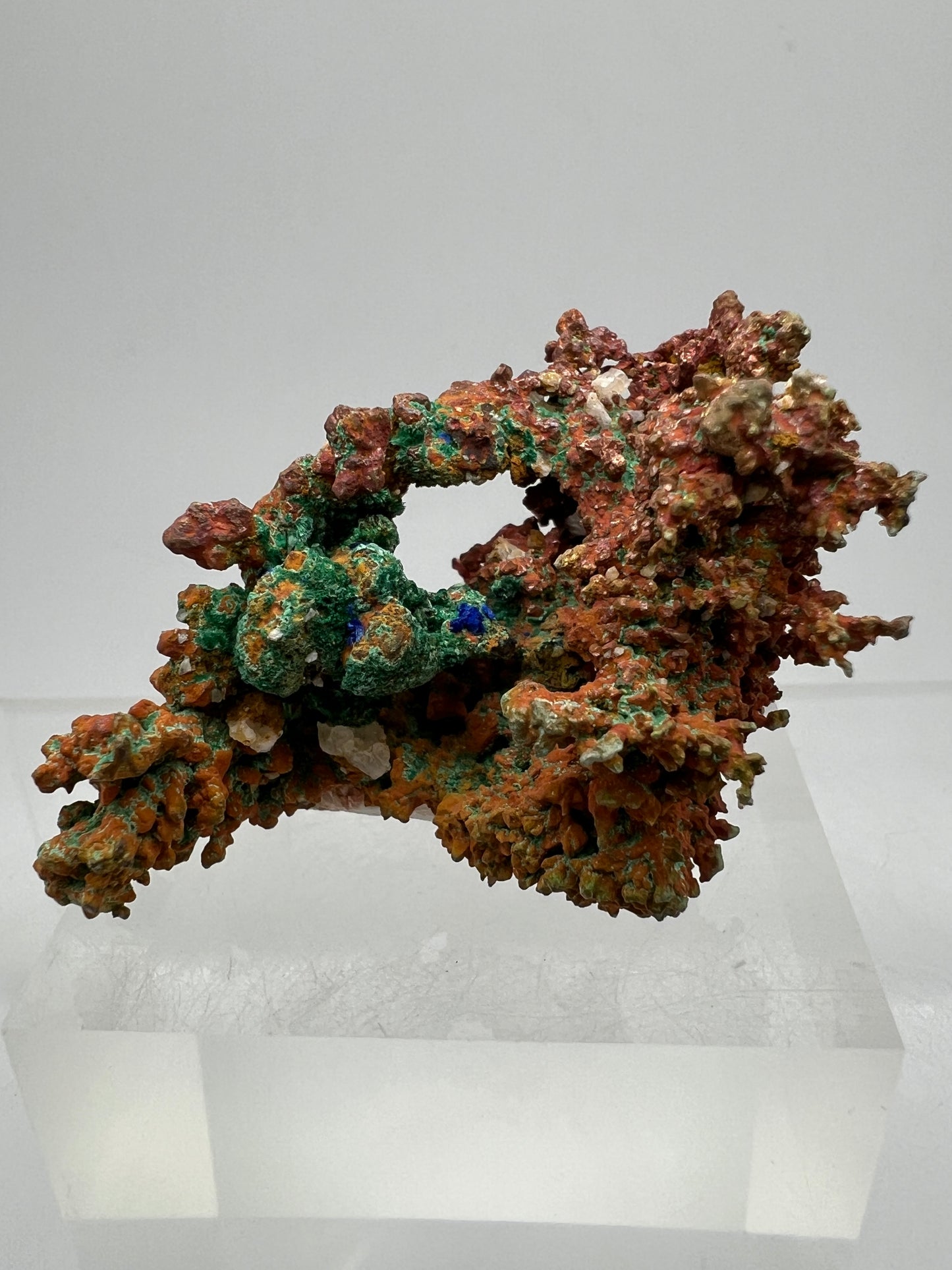 Copper, Malachite, And Azurite Specimen. All Natural Mixed Mineral Specimen From Morocco.