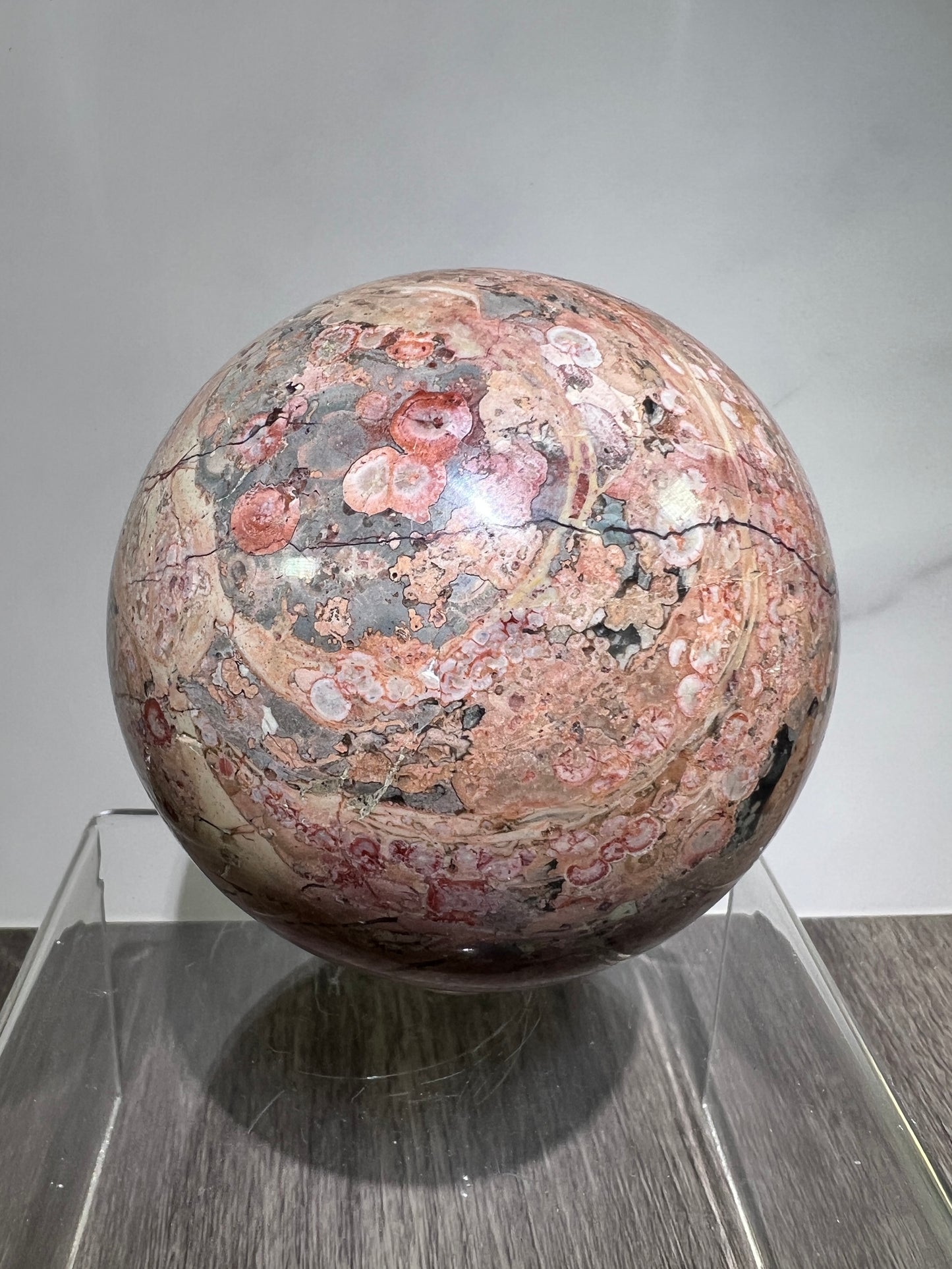 Fire Calcite Crystal Sphere. 76mm. Amazing New Material. Beautiful Large Display Sphere With Nice UV Reaction.