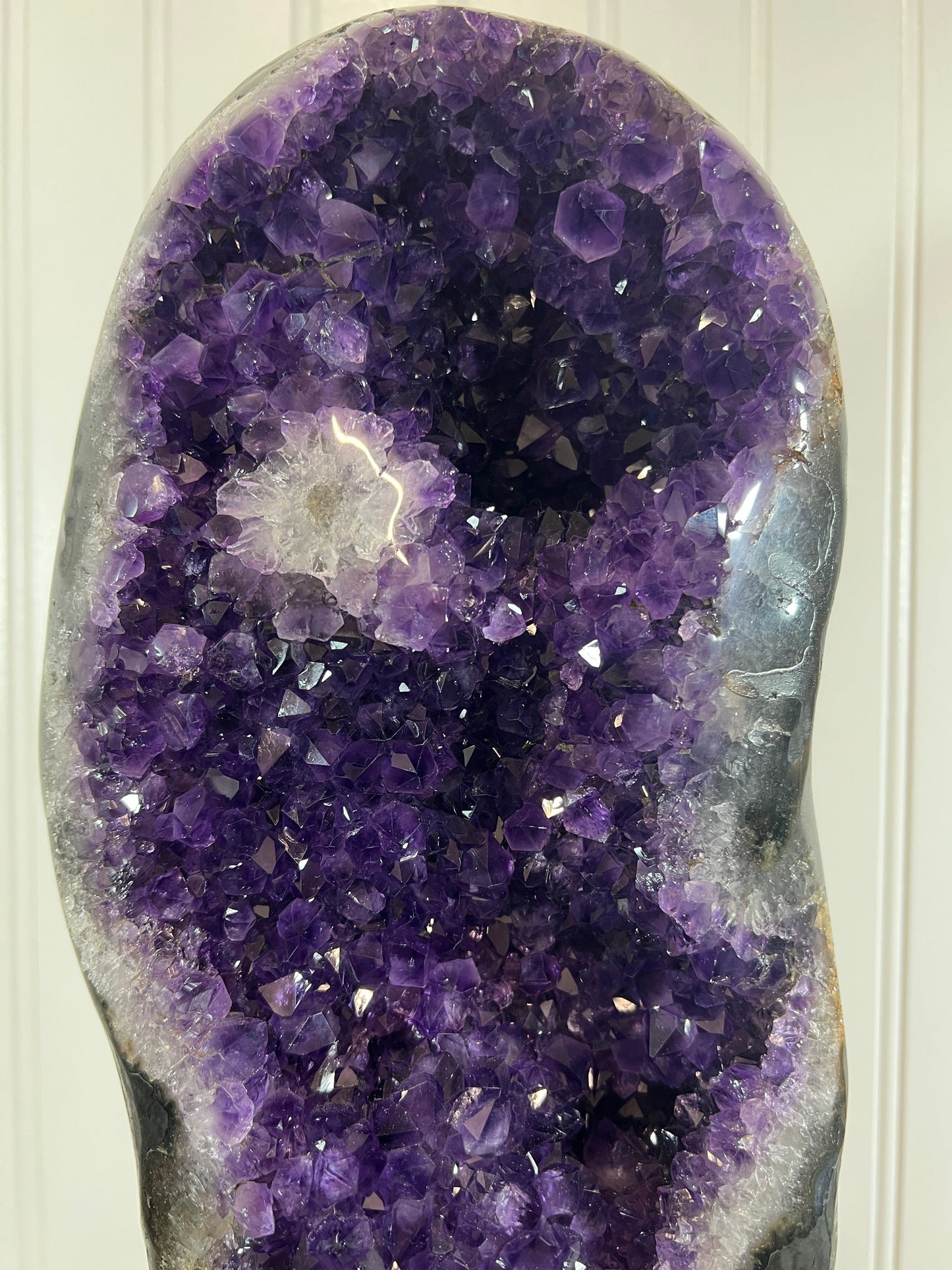 Amethyst Geode Specimen. Extra Large Uruguayan Specimen. Gorgeous Top Quality Statement Piece! Custom Made Steel Stand