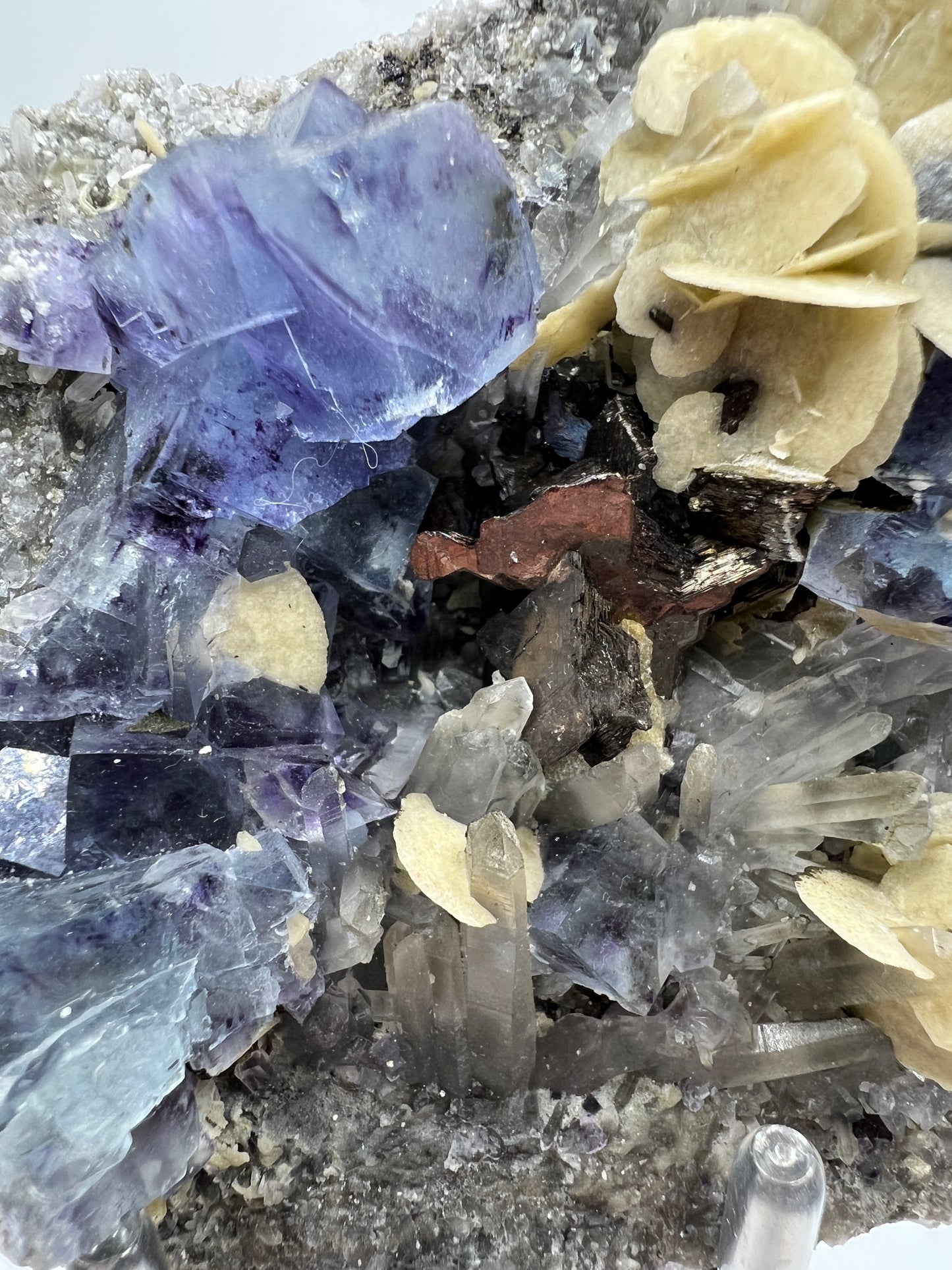 Fluorite, Muscovite, Pyrite, And Quartz Specimen. World Famous Yaogangxian Fluorite Cubes. High Quality Mixed Mineral Display Specimen.