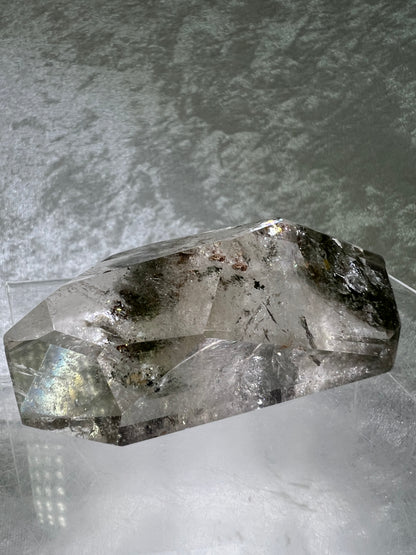 Garden Quartz Polished Freeform. Amazing Rainbows! Gorgeous Lodolite With A Beautiful Green Landscape.