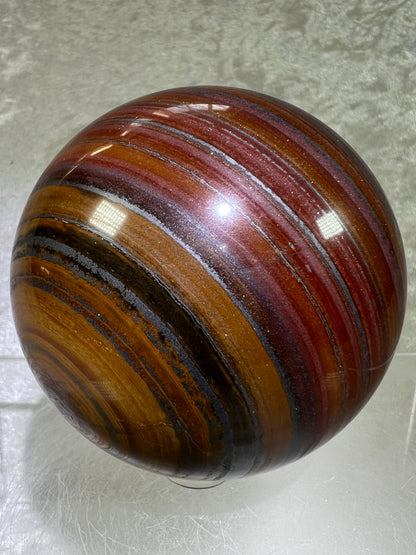 Tiger Iron Crystal Sphere. 74mm. Gorgeous High Quality Display Sphere With Amazing Flash.