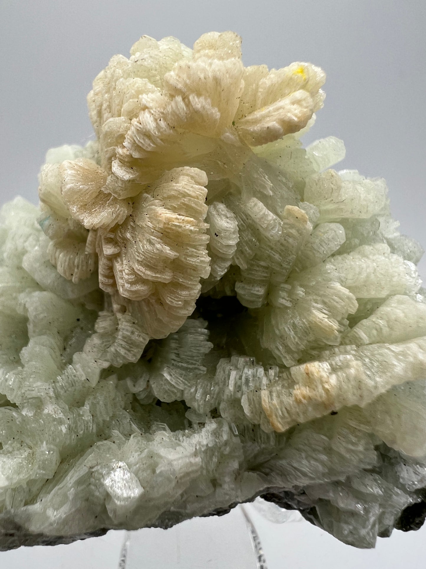 Prehnite Specimen From Morocco. Stunning Light Green Crystal Clusters. Gorgeous Mineral Display