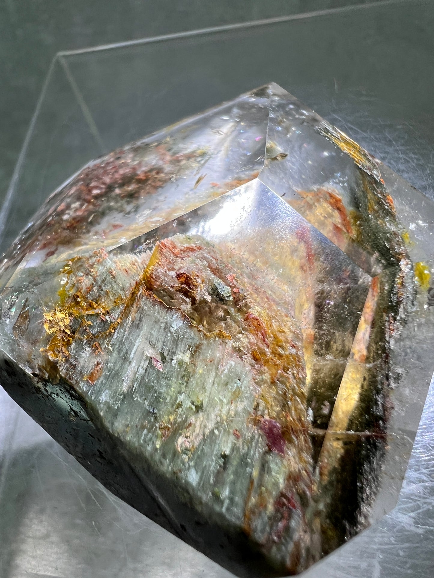 Garden Quartz Polished Freeform. Stunning Thousand Layer Quartz. Gorgeous Pastel Colors. Amazing Polished Lodolite Freeform.