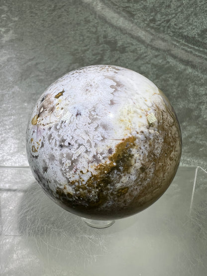 Mexican Crazy Lace Agate Sphere. Very Rare Purples And Gorgeous Sugar Druzy.