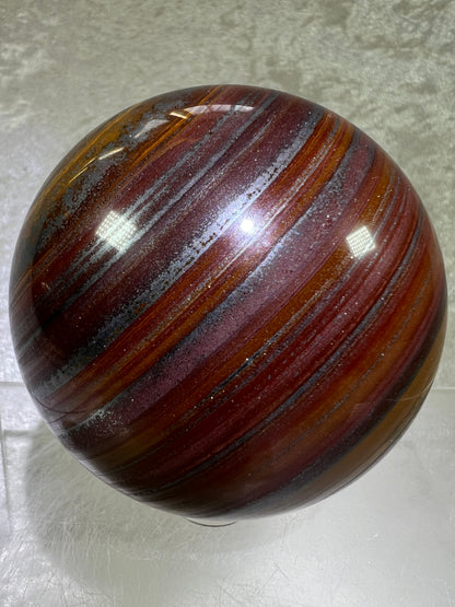 Tiger Iron Crystal Sphere. 74mm. Gorgeous High Quality Display Sphere With Amazing Flash.