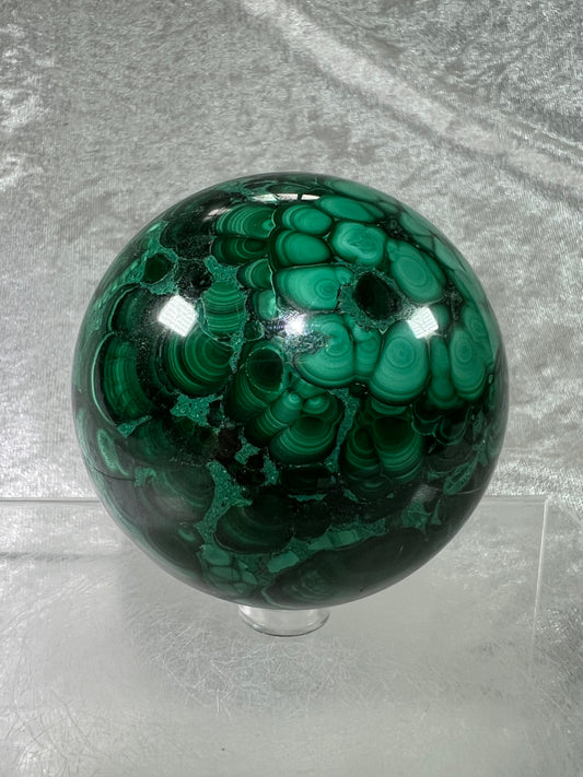 Malachite Crystal Sphere. 71mm. Stunning Malachite With Amazing Colors And Patterns.