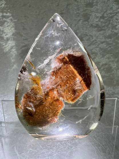 Garden Quartz Crystal Flame. Gorgeous Orange Landscape. Rare Lodolite Quartz Flame