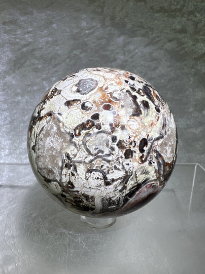 Money Agate Crystal Sphere. 60mm. Stunning Indonesian Bloodstone. Amazing Colors And Patterns