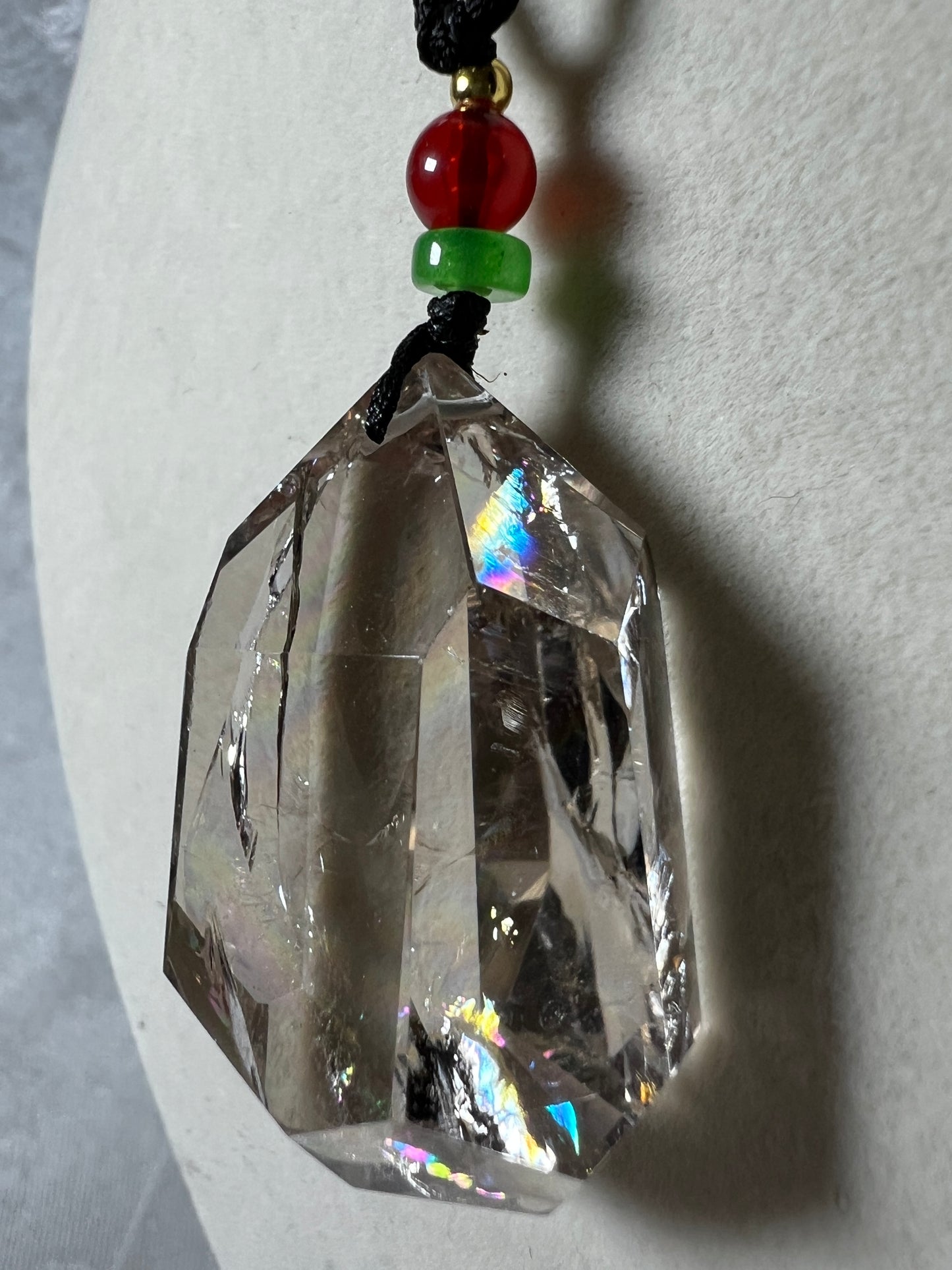 Smoky Quartz Pendant With Huge Rainbows. Gorgeous High Quality Necklace.