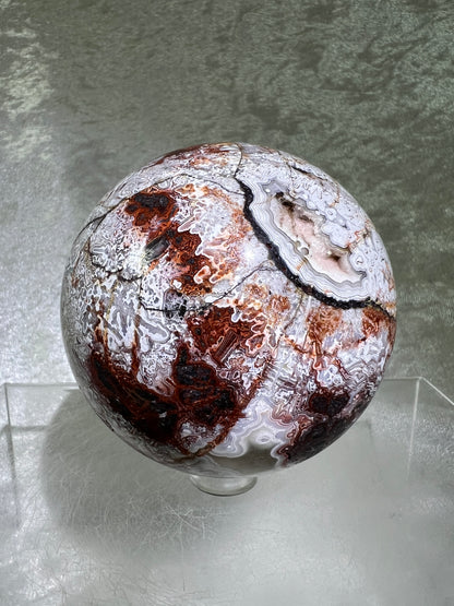 Mexican Crazy Lace Agate Sphere. 72mm. Gorgeous High Quality With Amazing Colors And Patterns