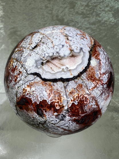 Mexican Crazy Lace Agate Sphere. 72mm. Gorgeous High Quality With Amazing Colors And Patterns