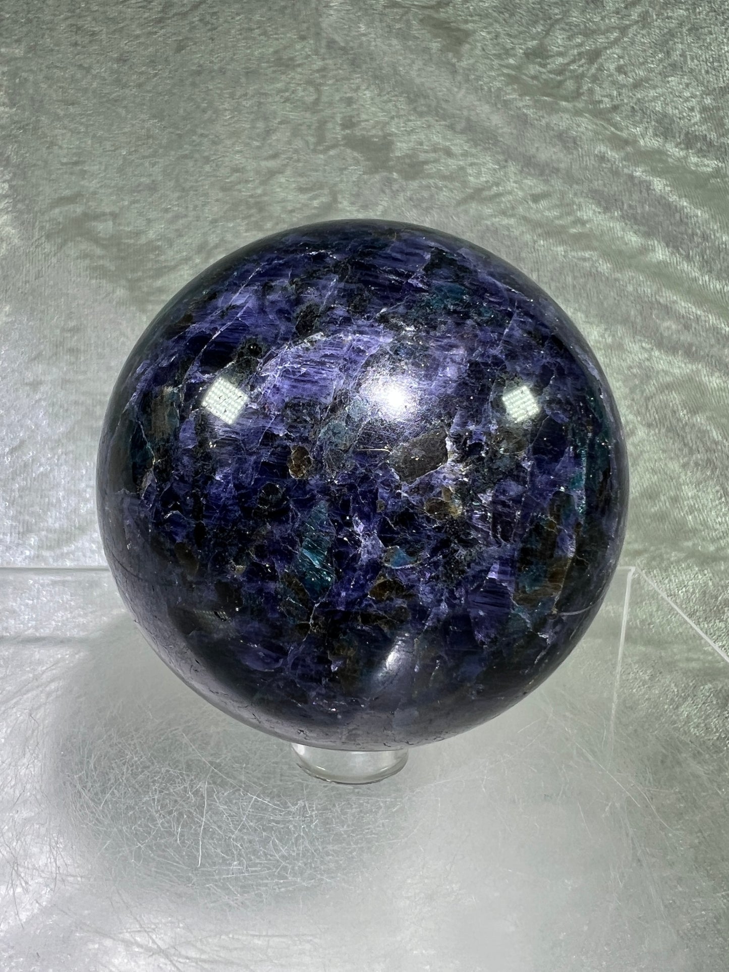 Iolite Crystal Sphere. 66mm. Beautiful Rare Water Sapphire From Madagascar. Amazing Rare Cordierite Display Sphere.