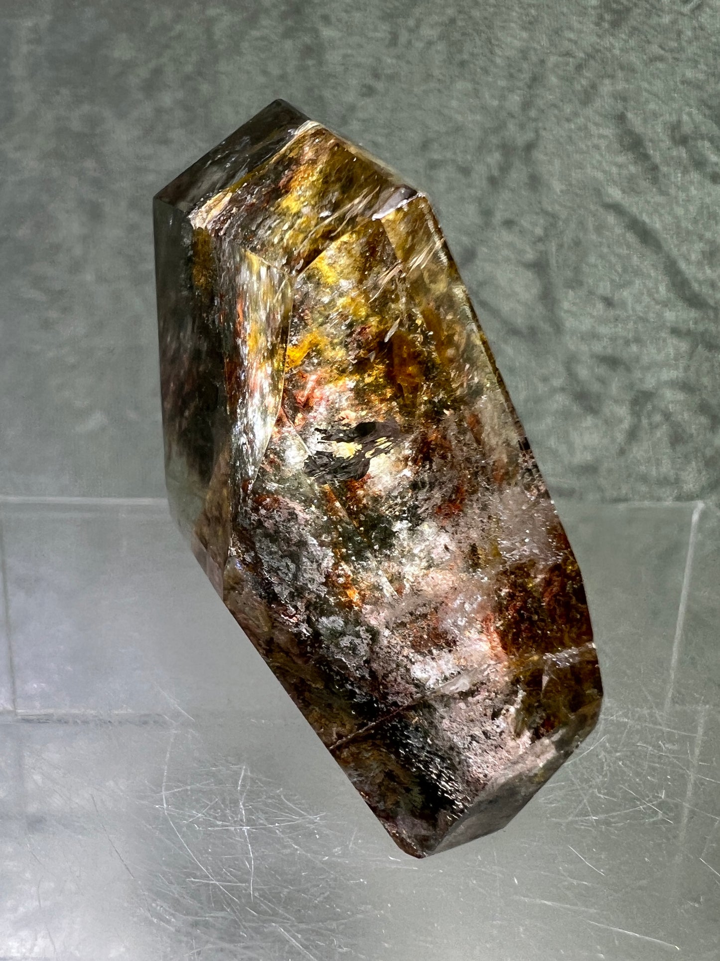 Garden Quartz Polished Freeform. Stunning Thousand Layer Quartz. Gorgeous Pastel Colors. Amazing Polished Lodolite Freeform.