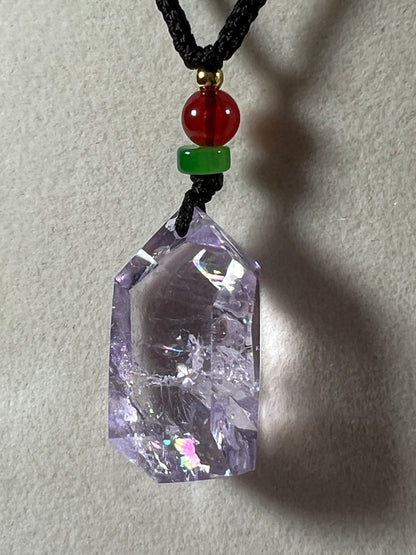 Amethyst Pendant With Stunning Rainbows. Incredible One Of A Kind Necklace. High Quality Polished Amethyst Jewelry