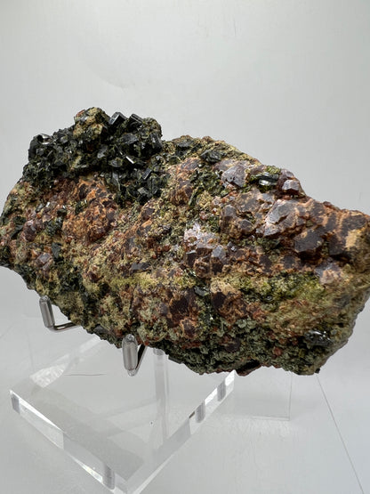 Epidote And Spessartite Garnet Specimen. Large Mixed Mineral Display Crystal. Gorgeous Colors With Amazing Crystals.