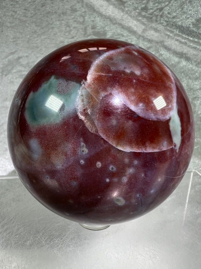 Ocean Jasper Crystal Sphere. 71mm. Gorgeous Rare Purples And Greens. Amazing Display Sphere.