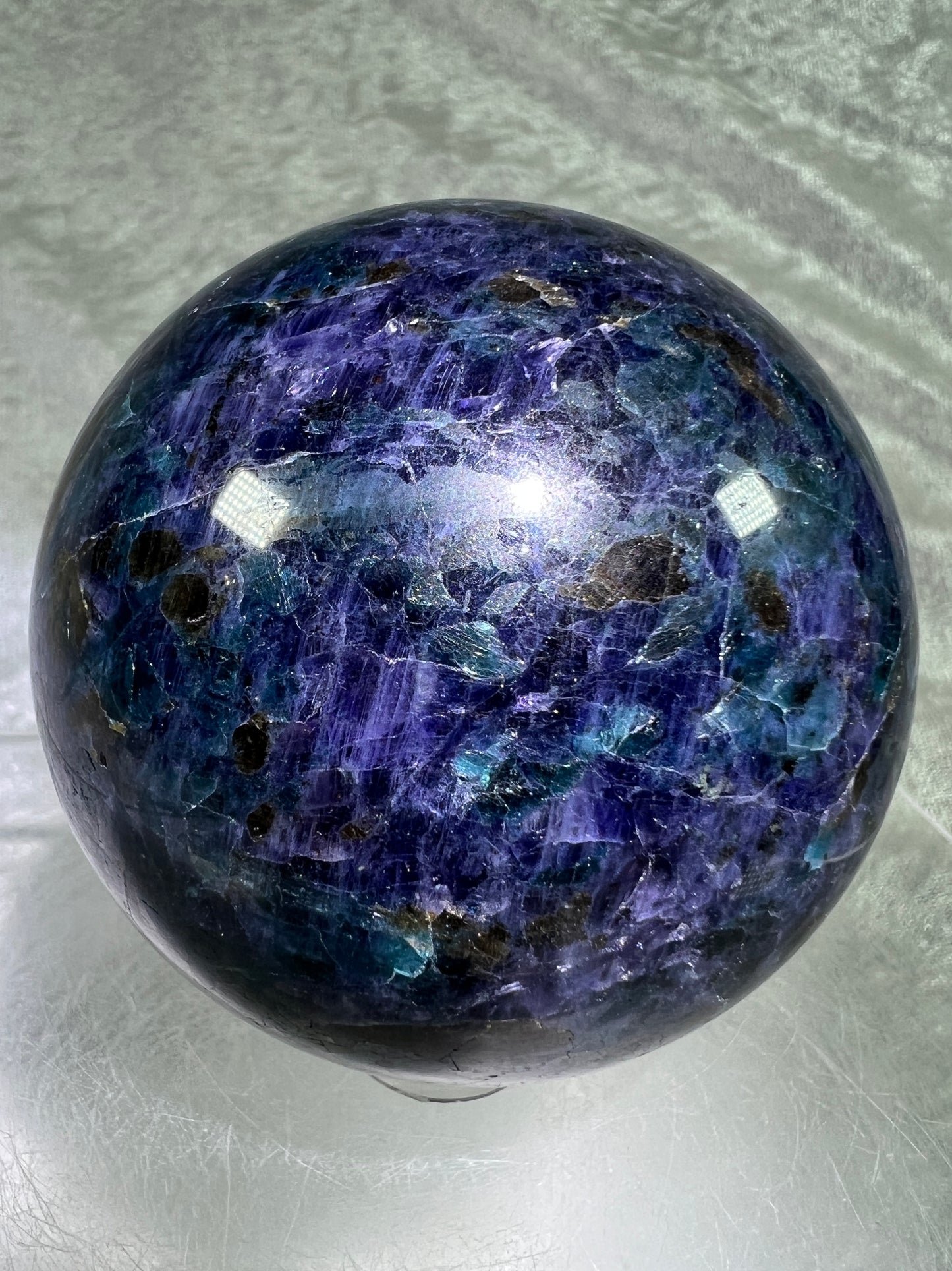 Iolite Crystal Sphere. 66mm. Beautiful Rare Water Sapphire From Madagascar. Amazing Rare Cordierite Display Sphere.