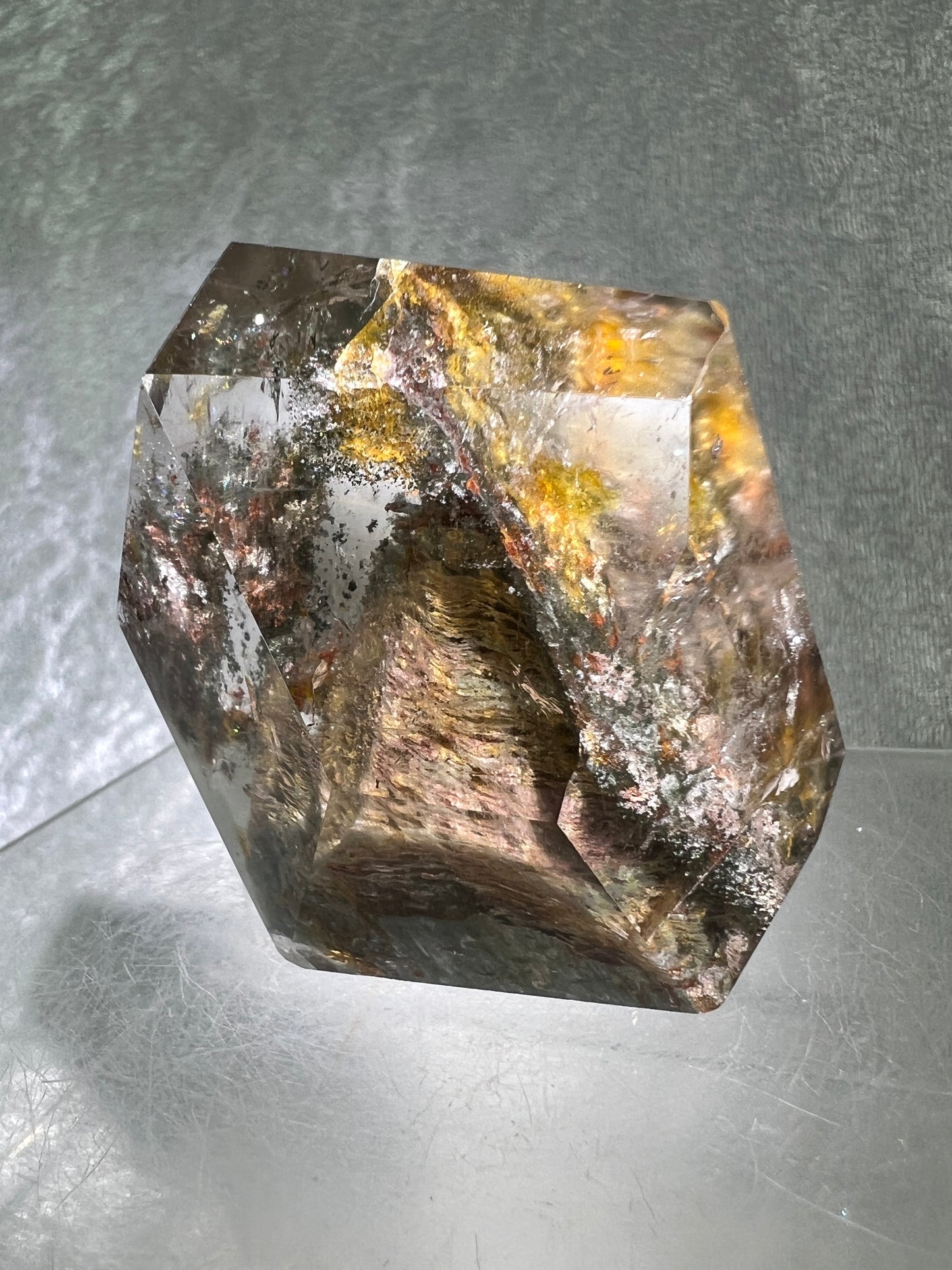 Garden Quartz Polished Freeform. Stunning Thousand Layer Quartz. Gorgeous Pastel Colors. Amazing Polished Lodolite Freeform.