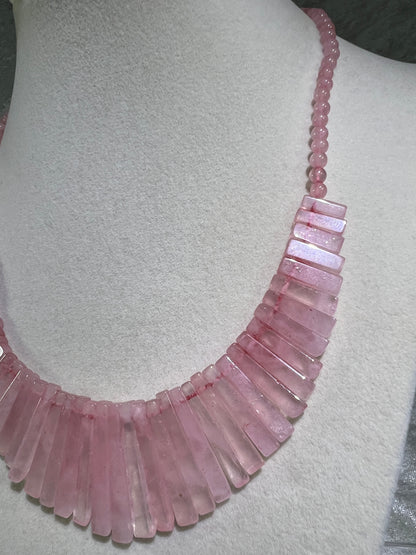 Rose Quartz Egyptian Style Choker. Amazing High Quality Rose Quartz Necklace From Namibia.