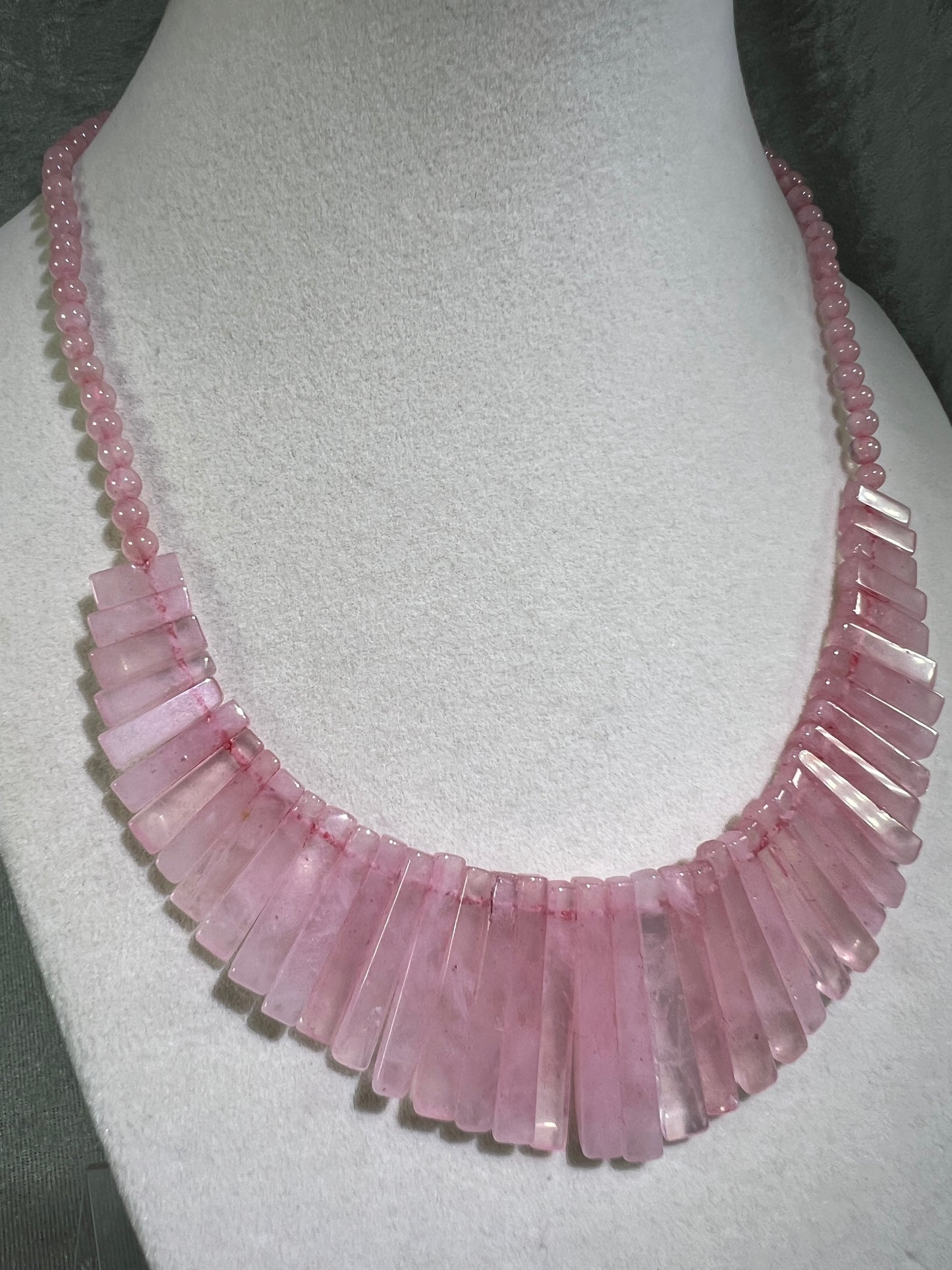 Rose Quartz Egyptian Style Choker. Amazing High Quality Rose Quartz Necklace From Namibia.