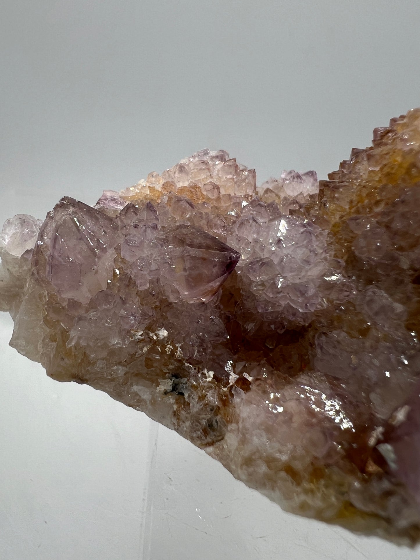 Spirit Quartz Cluster. Amazing Colors With Limonite Inclusions. Beautiful Ametrine Cactus Quartz, Fairy Quartz From South Africa.