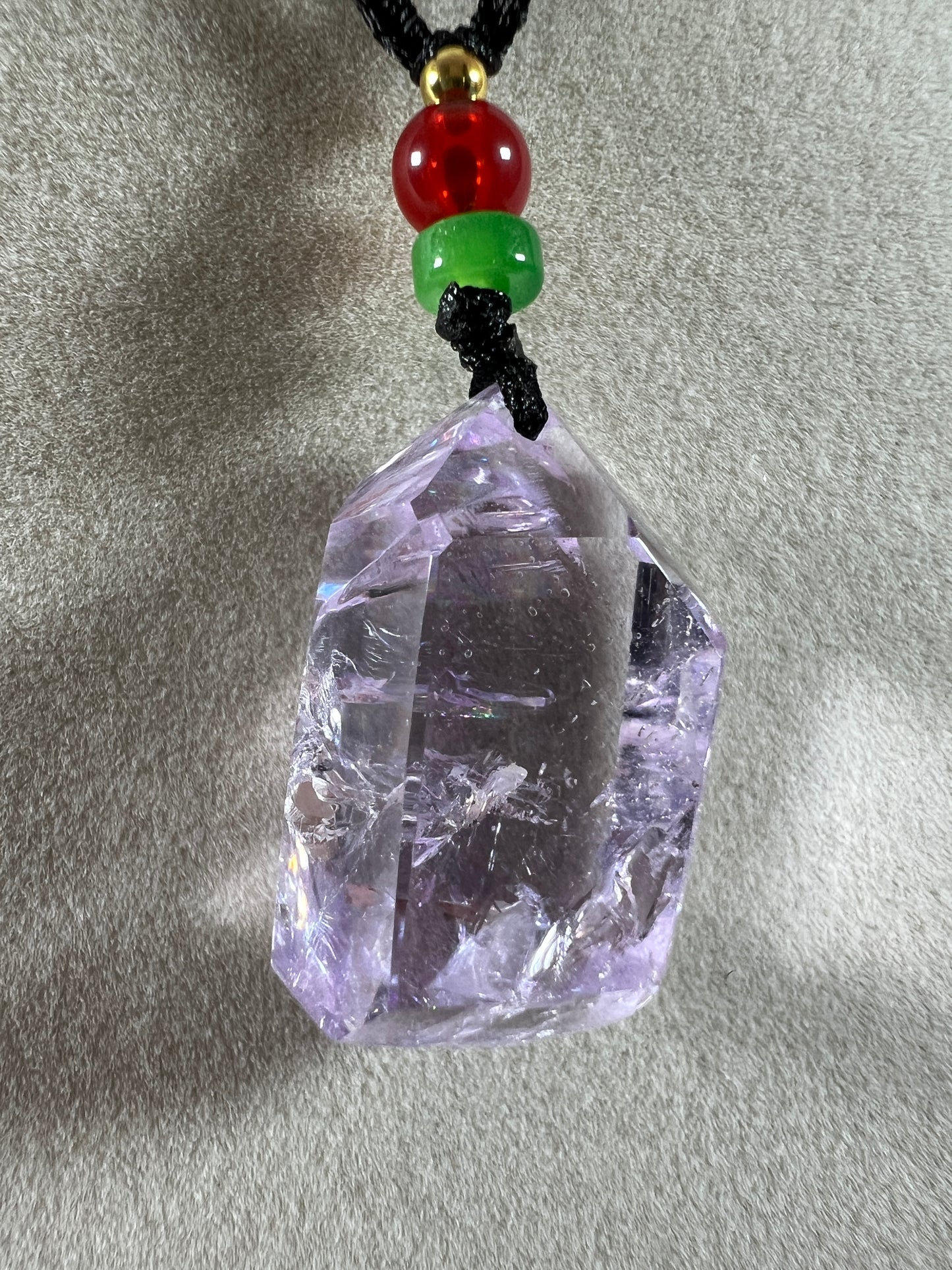 Amethyst Pendant With Stunning Rainbows. Incredible One Of A Kind Necklace. High Quality Polished Amethyst Jewelry