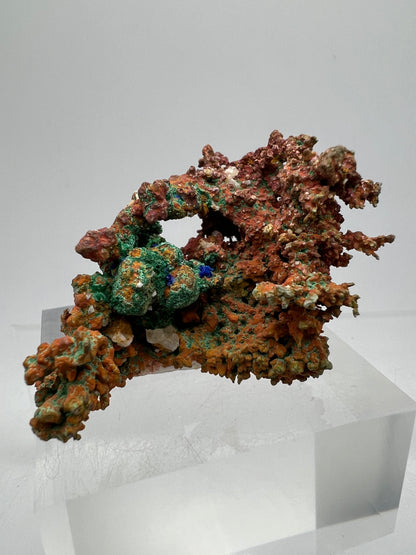 Copper, Malachite, And Azurite Specimen. All Natural Mixed Mineral Specimen From Morocco.