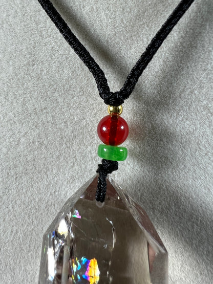 Smoky Quartz Pendant With Huge Rainbows. Gorgeous High Quality Necklace.