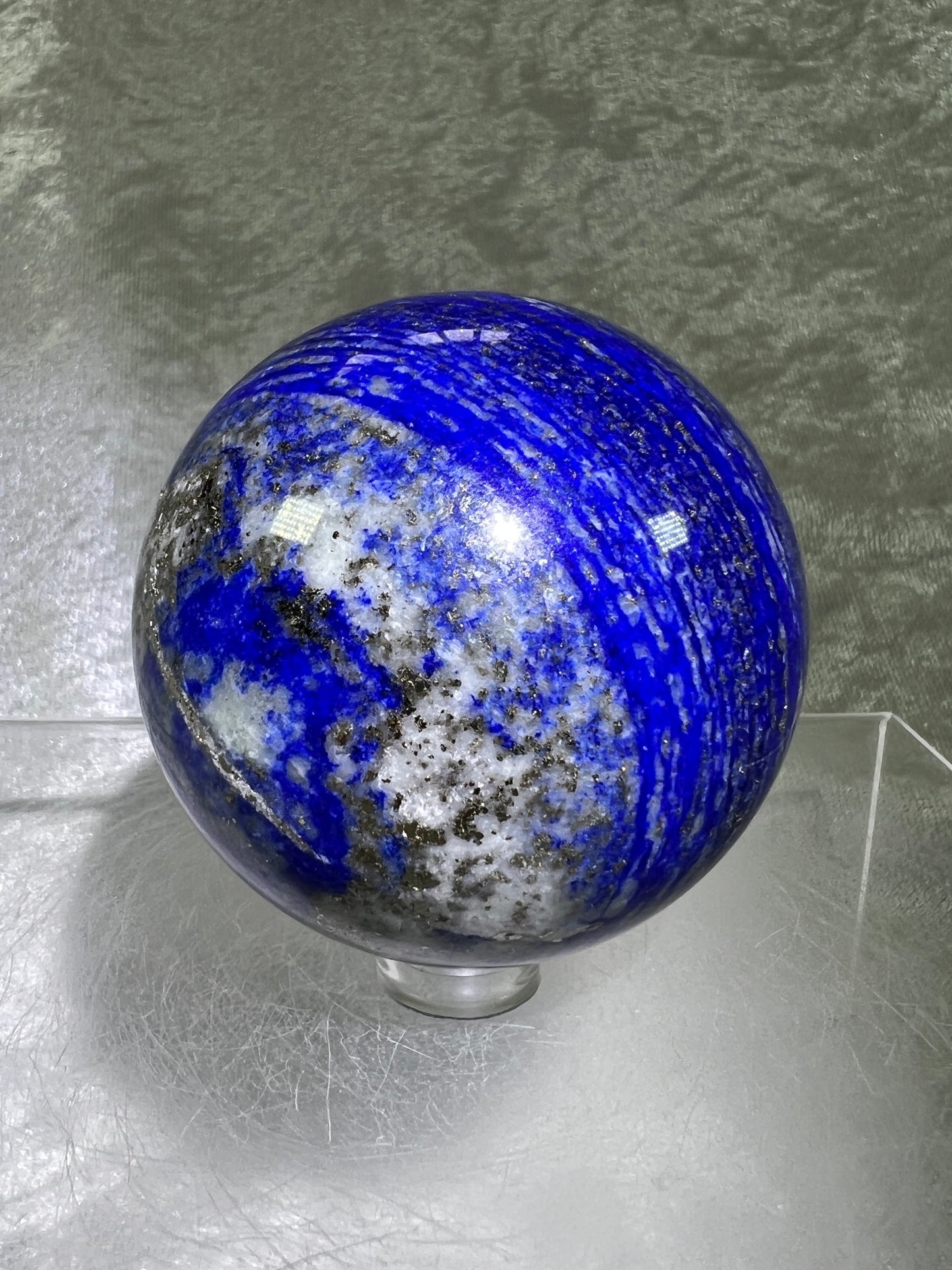 Lapis Lazuli Crystal Sphere. 61mm. Very High Quality Crystal. Stunning Bright Blue With Gorgeous Pyrite