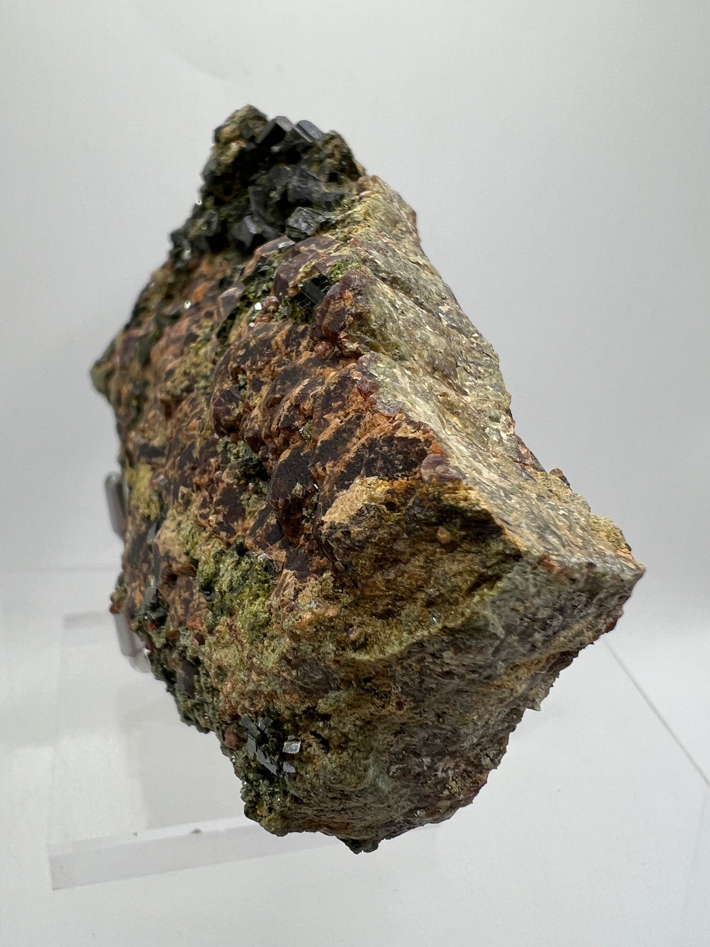 Epidote And Spessartite Garnet Specimen. Large Mixed Mineral Display Crystal. Gorgeous Colors With Amazing Crystals.