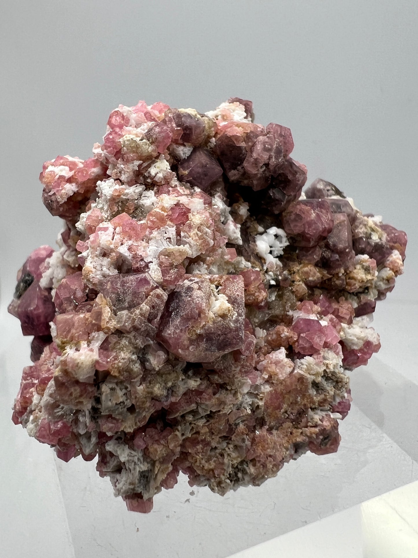 Raspberry Grossular Garnet Specimen. Gorgeous Pink Garnet From Coahuila, Mexico. Rare Crystal Display Cluster