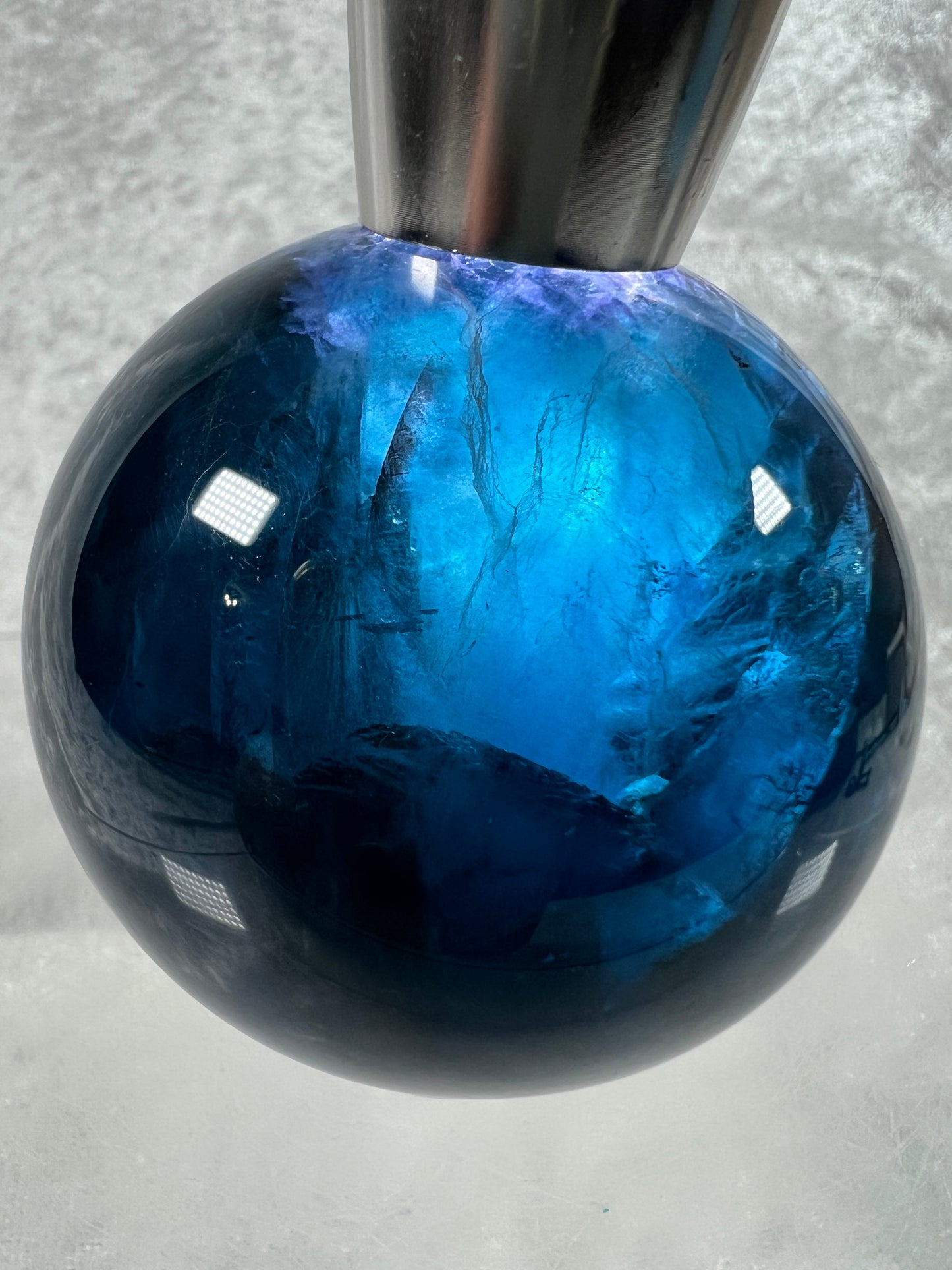 Blue Fluorite Sphere. 60mm. Gorgeous Rare Blue Fluorite. Beautiful Display Sphere With Rainbows.